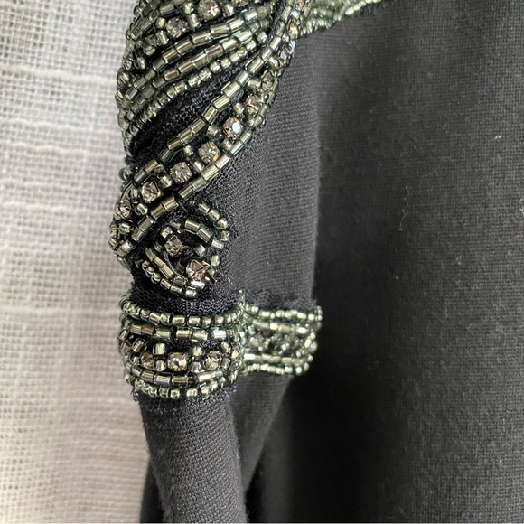 Lafayette 148 Beaded Embellished Waist Long Sleeve Dress Black Sz 4 - Picture 10 of 10
